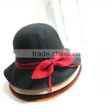 Fashion wool felt hat with bowknot decoration