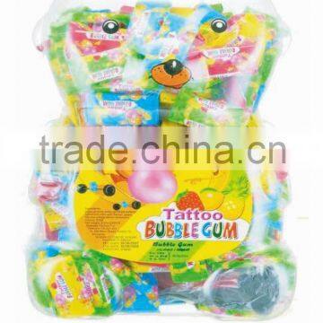 Bubble gum tattoo in big cat shaped jar(candy chewing gum)