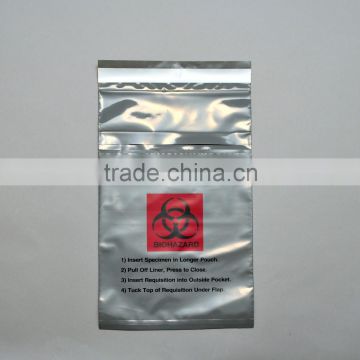 2 walls pockets biohazard specimen transport poly bag