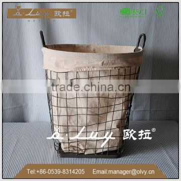 round shape metal wire storage baskets with liner