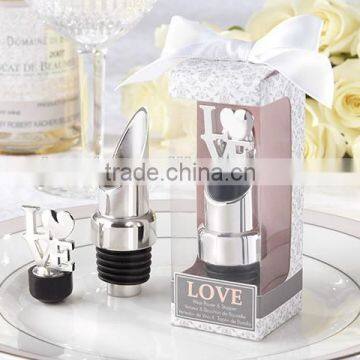 Silver Chrome LOVE Wine Bottle Stopper Pourer wholesale return gifts