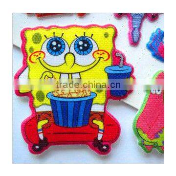 custom promotional 3D cartoon sponge bob puffy stickers