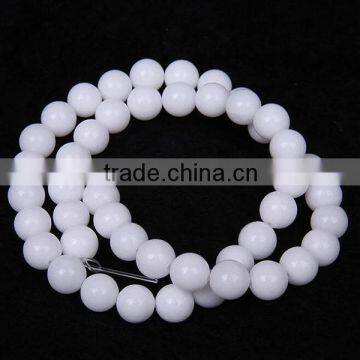 6mm natural round solid white agate loose beads