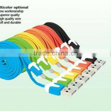 Colorful Flat Noodle Charge and data sync usb cable For Micro usb