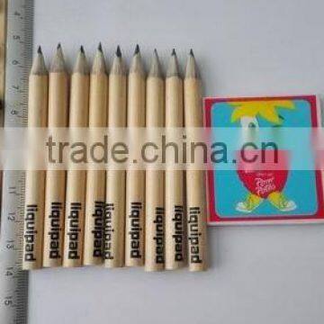 Customized round 13CM wooden HB pencil with eraser topper