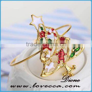 Merry Christmas Party Gift Charms Gold Christmas Tree Bracelets Bangle photo-2