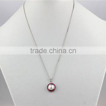 Latest Fashion AAA 9.5-10mm Button Sterling Silver Single Pearl Pendant