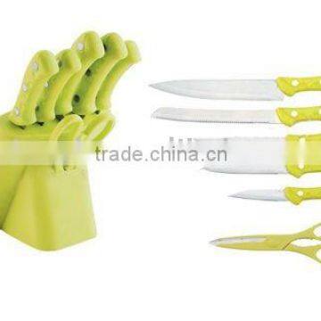 6PCS colorful knife block set with plastic block