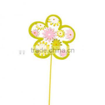 Spring Wooden Five petals flower/butterfly ornament Stick Decoration for garden outdoor gifts