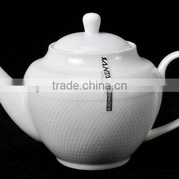 New arrival: embossed good porcelain 1L teapot