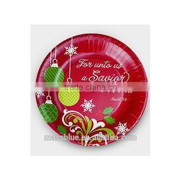 red paper plate with beautiful picture