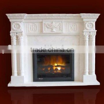 Indoor marble fireplace mantel