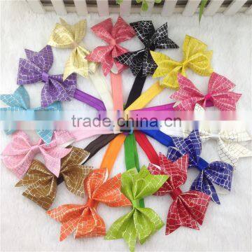 4inch Crocodile Pattern Hair Bow with Elastic Hairband for Baby Girs Headband for Hair Accessoires 14colors IN STOCK