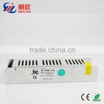 slim case dc 12v 8.5a 100W LED Driver Transformer strip shape normal indoor led power supply