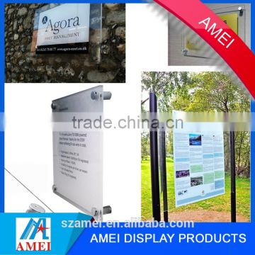 2017 clear wall mounted acrylic theme advertising board