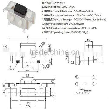 TST3635 Tactile Switch,8*3.55*3.5 SMD 2 Pin Tact Switch^ photo-2