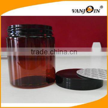 8oz 250g Amber PET Single Wall Jar With Black Smooth Lid With Pressure Sensitive Liner photo-5