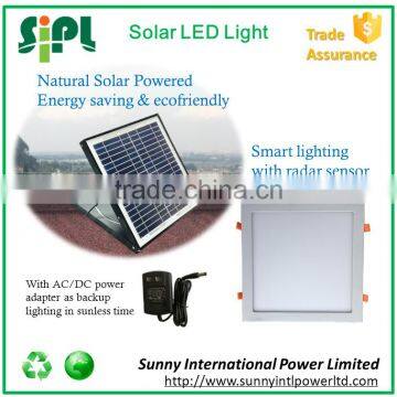 Elegant Fancy radar sensor light square led ceiling light powered by 15 watt solar panel