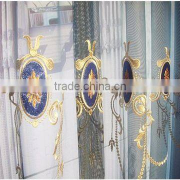 Antique Style Embroidered Organza Fabric Living Room Colorful Curtains With European Style Valances photo-4