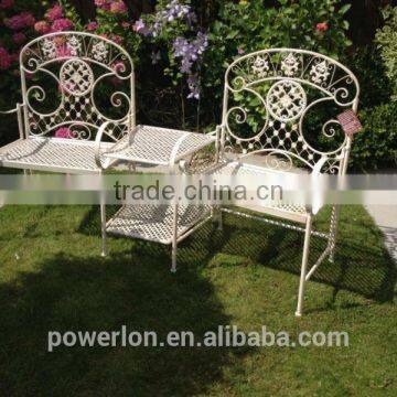 Double Garden Seat Bench Outdoor Folding Metal Garden Bench With Table