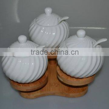 hot sale high quality wholesale porcelain canister / porcelain jar wholesale/3pcs set porcelain sugar pot whole sale