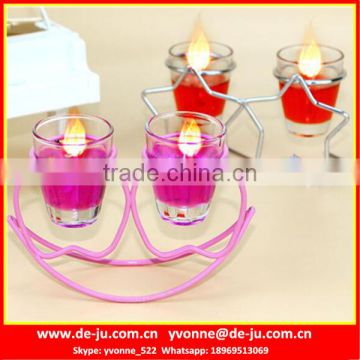 Rose Color Gel Wax Stainless Steel Holder Cup For Candles