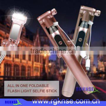 2016 RGKNSE factory supply selfie stick with selfie flash light