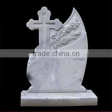 Hand carved leaf natural stone tombstone