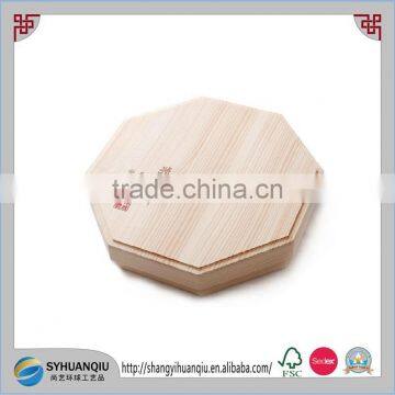 Food Grade Hexagon shape wooden mooncake box wooden candy box wooden cheese box