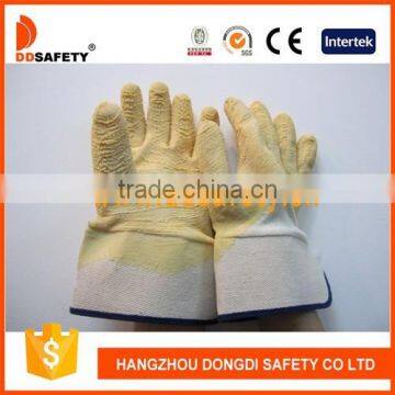 DDSAFETY 2017 Yellow Latex Crinkle Coating Gloves With Cotton Or Jersey Liner