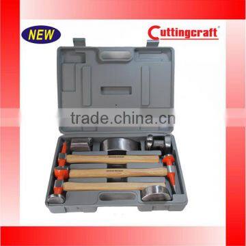 Auto Repair Hammer Set Body Repair Set 7 Pcs Set 3 Hammers & 4 Hand Anvils With Wooden Handle photo-2