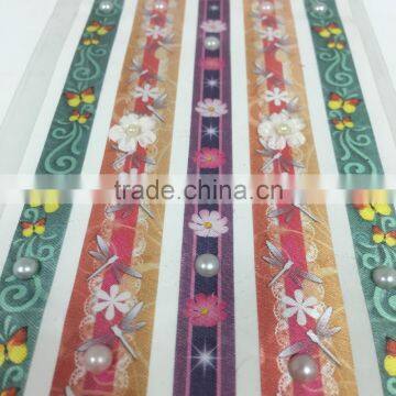 New Design Handmade Ribbon Sticker, Ribbon Sticker With Plastic Pearl and Follow, photo-3
