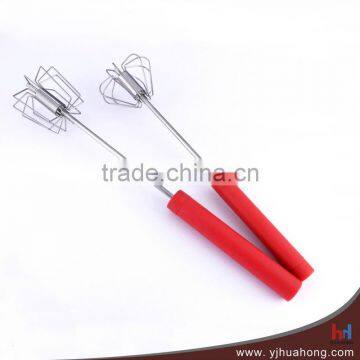 Stainless steel rotatable whisk with plastic handle HEW-58