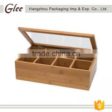 Wholesale Handmade 8 Compartment gift bamboo tea bag box