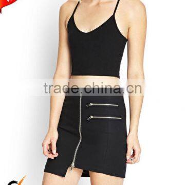 The new fashion front zipper irregular miniskirt