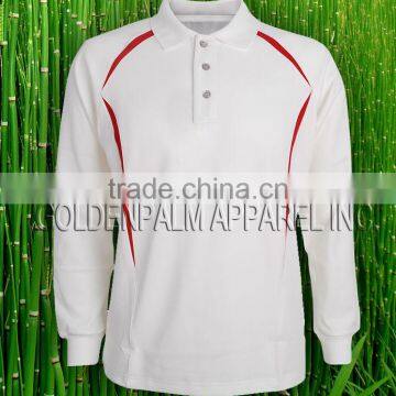 60% Cotton/35% Polyester/5% Lycra Men's Long Sleeves Polo Shirt