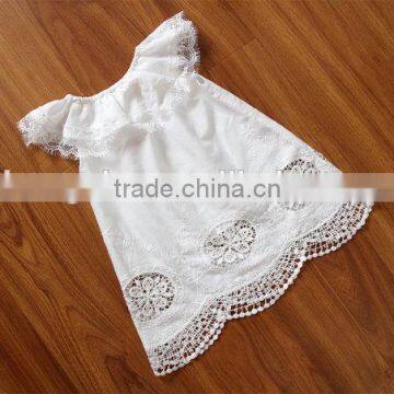 Embroidery Lace Ruffle Neck Long White Baby Girl Dress Gown Naming Ceremony Wedding Dress Children Frock Model HSR5905 photo-4