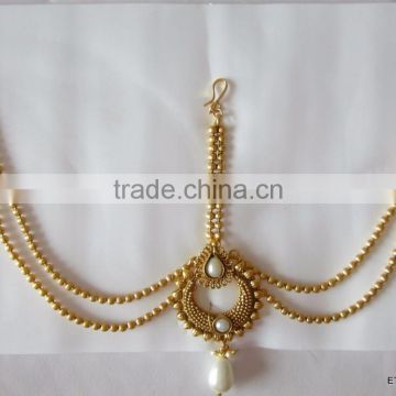 MATHAPATTI MAANG TIKA GOLD PLATED POLKI pearl