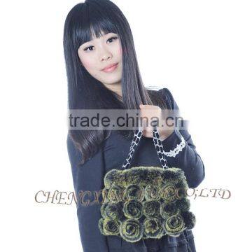 CX-H-13 Latest Fashion Design Ladies Genuine Rabbit Fur Hand Bag photo-3