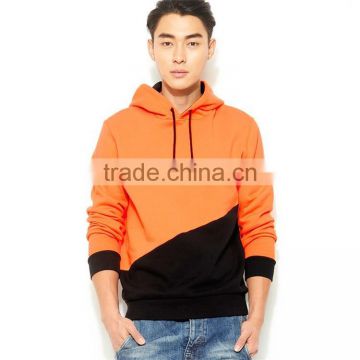 Orange and black contrast color hoodie with earphone hoodie drawstring