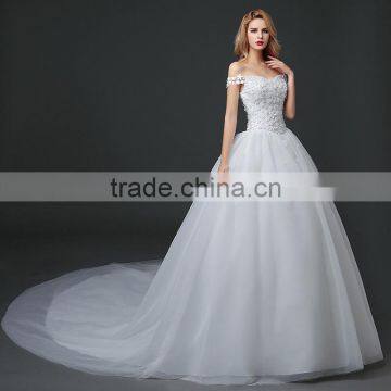 MGOO 2017 New Style Romantic Church Wedding Dress First Night Lace Ballgown Off Shoulder Bridal Vestidos photo-3