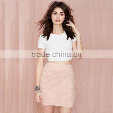 MGOO High Quality Wool Skirt For Women Winter Knitted Plain Pink Bodycon Short Skirts 142M411 photo-4