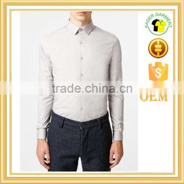 slim fit light Grey Long Sleeve Stretch Smart Shirt