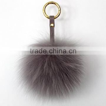 Myfur Factory Price Big Colorful Fox Fur Ball Pom Pom Keyring Pendant photo-4