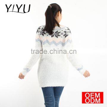 Women Sweater Dress Autumn Winter Hairy Snowflake Jacquard Knitted Christmas Short Mini Dresses photo-2