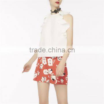 Factory Direct Sales 100% Cotton Soft White Sleeveless Ruffled Blouse photo-2