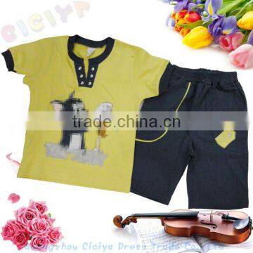 2014 fashion design summer 2pcs Kids Fancy Pajama Sets for baby boy