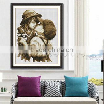 Custom wedding Multicolor Rectangle Wall Hangings Supplies Wholesale Girl Cross Stitch Set