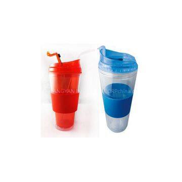 Wholesale TT-1022 20OZ Plastic Double Wall Travel Auto Mug With Silicone Part