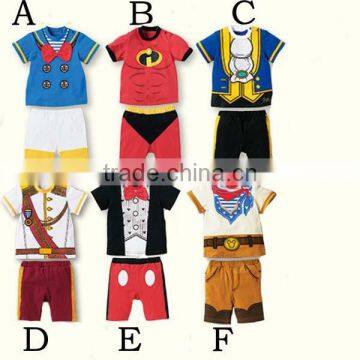 high quality summer cartoon short sleeve baby boy suits